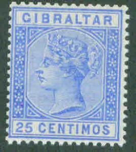 GIBRALTAR Scott 32 1889 Queen Victoia 25c MH* CV$22.50