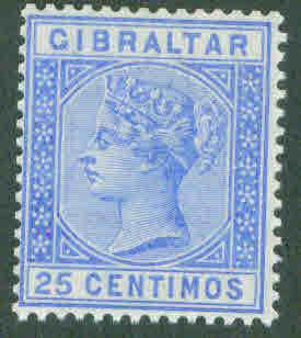 GIBRALTAR Scott 32 1889 Queen Victoia 25c MH* CV$22.50