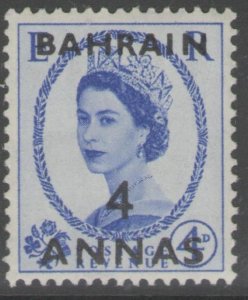 BAHRAIN SG86 1953 4a on 4d ULTRAMARINE MTD MINT