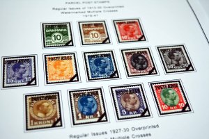 COLOR PRINTED DENMARK [CLASS] 1851-1955 STAMP ALBUM PAGES (27 illustrated pages)