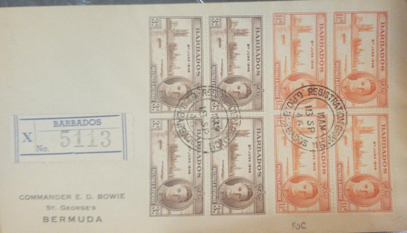 O) 1946 BARBADOS, KING GEORGE VI - END OF THE WORLD WAR - VICTORY, REGISTERED