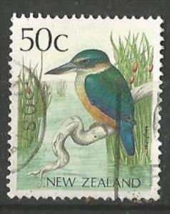 NEW ZEALAND, 1988, used 50c, Birds Kingfisher, Scott 925