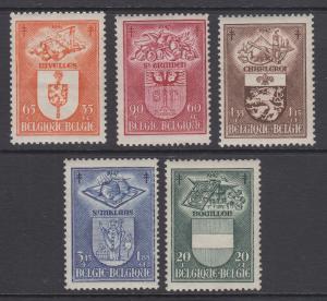Belgium Sc B442-B446 MNH. 1947 Coat of Arms Anti Tuberculosis, complete set