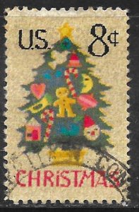 USA 1508: 8c Christmas Tree in Needlepoint, used, F-VF