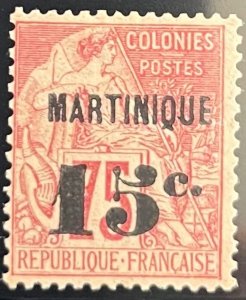 Martinique, 1891, 20, LH, VF, Signed