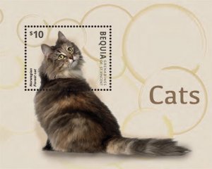 BEQUIA 2014 - CATS STAMP - SOUVENIR SHEET (#2) - MNH