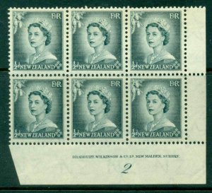 New Zealand 1954 QEII 1/2d Grey Plate 2 Block 6 MUH Lot25332