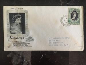 1953 Somaliland First Day Cover to USA QE II Queen Elizabeth coronation