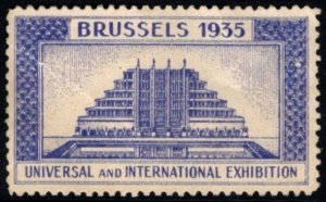 1935 Belgium Poster Stamp Brussels Universal & International Exhibition Unused