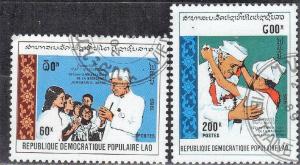 LAOS STAMPS SC# 947+948  *CTO* 1989  60+200k  INDIAN STATESMAN  SEE SCAN