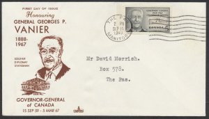 1967 #474 Georges Vanier FDC, Capital Cachet, Unusual The Pas MAN Postmark