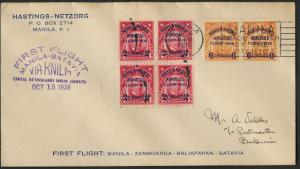 FIRST FLIGHT COVER FROM MANILA TO BATAVIA OCT 15,1936 BL1681