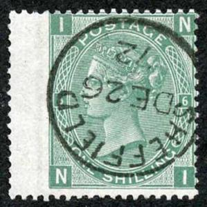 SG115 1/- Deep Green plate 6 SUPERB SHEFFIELD CDS