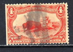 #287 US 4 CENT ORANGE TRANS.MISS-USED-N/G-FINE