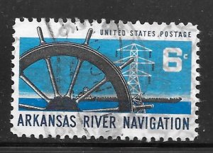 USA 1358: 6c Ship's Wheel, Power Transmission Tower and Barge, used, VF