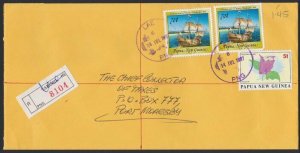 PAPUA NEW GUINEA 1997 Reg cover ex LAE - violet rubber cds Tabubil label....H235