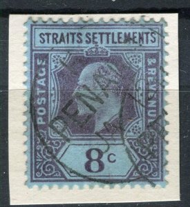 MALAYA; Early 1900s Ed VII issue fine used 8c. value + Penang Postmark