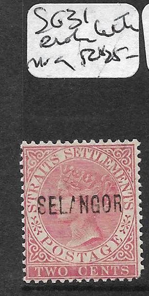 MALAYA SELANGOR (P0712B) QV 2C  SG 31  BROKEN LETTERS MOG