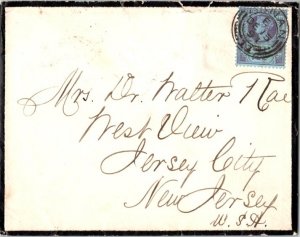 Great Britain 2 1/2d QV Jubilee 1891 to Jersey City, N.J.  Opening tears at t...
