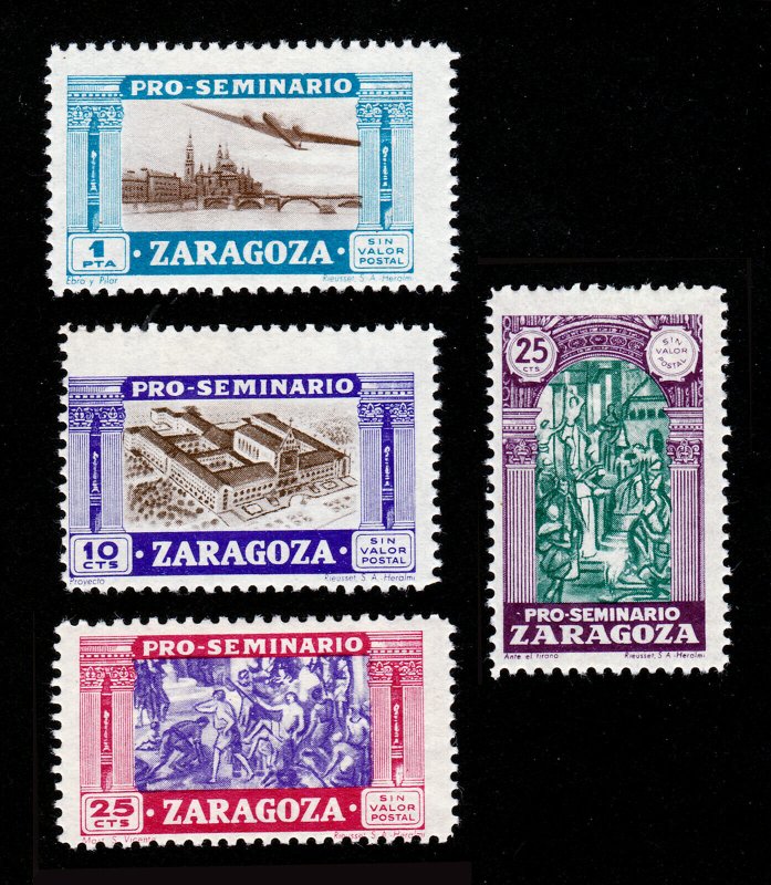 SPAIN ZARAGOZA 1936-1939 SPANISH CIVIL WAR 'PRO SEMINARIO' 4 STAMPS MH-OG