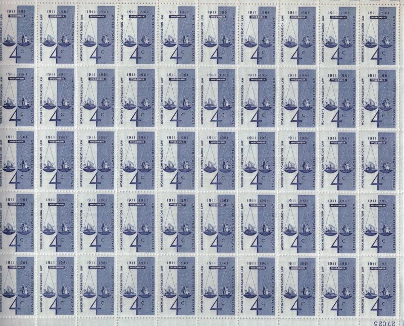 Scott 1186 - Workers Compensation. Sheet Of 50  MNH. OG.  #02 1186