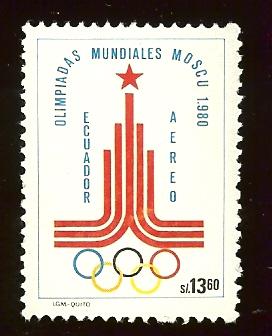 Ecuador C696 13.60s Olympic, Moscow airmail used
