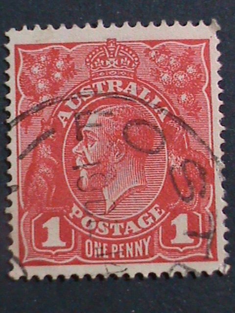 ​AUSTRALIA-1914 SC#21 OVER 100 YEARS OLD-KING GEORGE V-1 P USED-VERY FINE