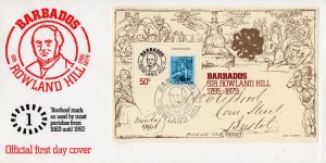 Barbados 1979 Sc #494 Sir Rowland Hil-Stamps on Stamps Souvenir Sheet (1) FDC