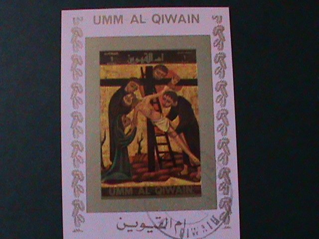 ​UMM AL QIWAIN-EASTER -CTO IMPERF-S/S VF-FANCY CANCEL WE SHIP TO WORLDWIDE