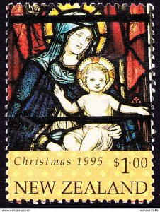NEW ZEALAND 1995 $1 Multicoloured, Christmas-Virgin Mary & Child FU