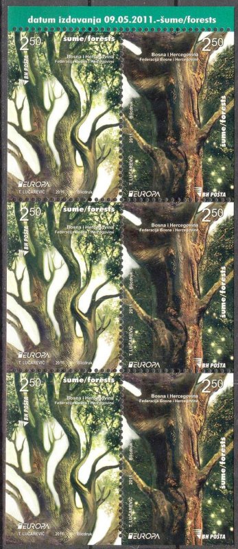 Bosnia 2011 Europa CEPT Forests Sheet from Booklet MNH