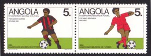 ANGOLA - 1989 10th NATIONAL FOOTBALL CHAMPIONSHIP / SOCCER 2V SE-TENANT MINT NH