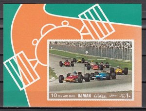 Ajman, Mi cat. 381, BL91 B. Racing Cars IMPERF s/sheet.