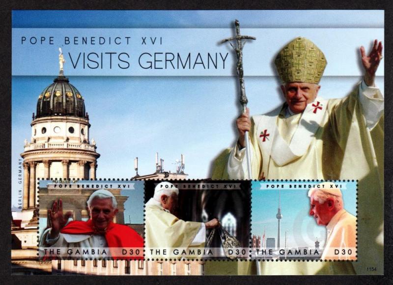 Gambia New Issue Mint NH Sheet Pope Benedict 2012!