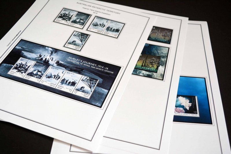 COLOR PRINTED AUSTRALIAN ANTARCTIC 1957-2020 STAMP ALBUM PAGES (44 illus. pages)