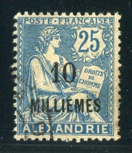 D257604 The Rights of Man 10c on 25c VFU Alexandrie  French Office Egypt