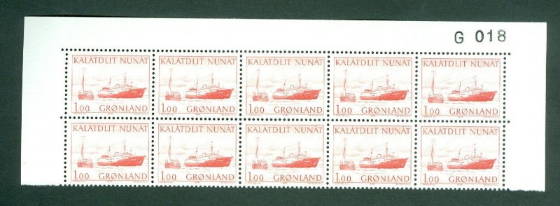 Greenland.1 Mnh 10-Plate Block 1976 # G 018. 1 Kr. Ships. Sc#  76. Engrav.Slania