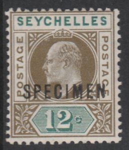 SEYCHELLES 1903 KE7 12c SPECIMEN with DENTED FRAME variety