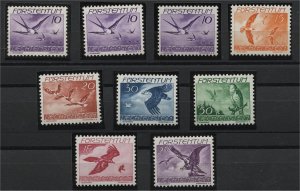 LIECHTENSTEIN, BIRDS 1939 VF MNH SET AIRPOSTSTAMPS!