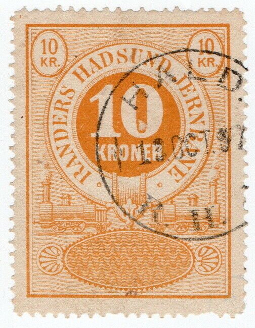 (I.B) Denmark Railway : Randers Hadsund Jernbane - Parcel Stamp 10k