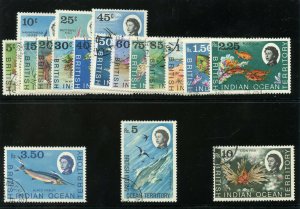 B.I.O.T. 1968 QEII Definitives set complete very fine used. SG 16-30. Sc 16-33.