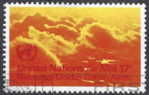 United Nations #C17 17¢ Airmail lssue - Clouds (1972). Used.