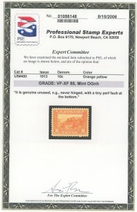 USA 400 - 10 cent Orange Yellow - PSE Graded Cert: VF/XF 85 Mint OGnh