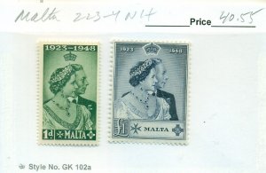MALTA #223-4, Mint Never Hinged, Scott $40.55