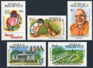 Mauritius 755-759,MNH.Mi 746-750. Events 1992.Flower,Swami Maharaj,Dog,Telescope