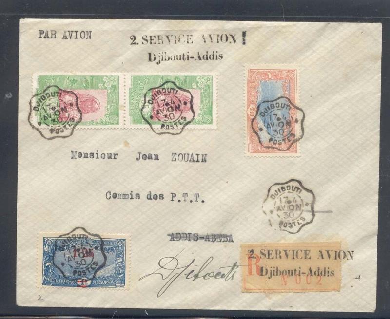 Cote des Somalis Vol Djibouti Addis Abeba du 17 4 1930 (1st flight lettre)