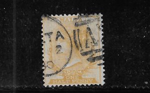 MALTA SCOTT #3 1863-80 VICTORIA 1/2P (YELLOW) - USED