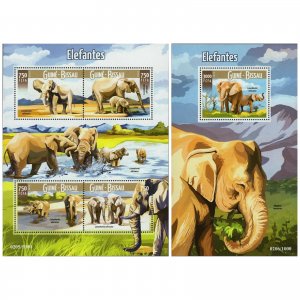 Elephants Stamp Bundle of 2 Loxodonta Africana Wild Animal S/S MNH #8259-8262