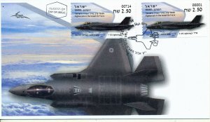 ISRAEL 2019 70th ANNIV. AIR FORCE F-35 BASIC RATE  LABEL MACHINE 001 + 714 FDC 