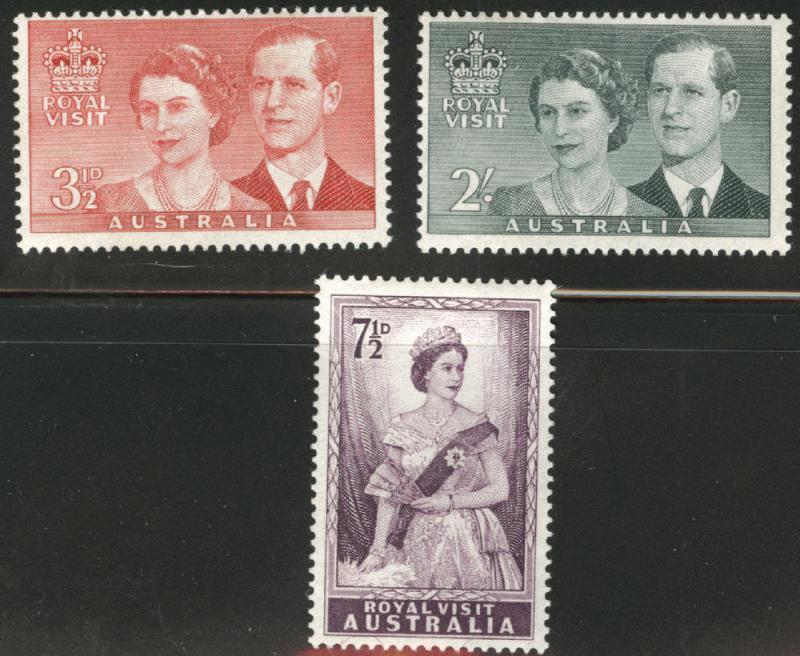  AUSTRALIA Scott 267-269 MH* 1954 QE2 Royal Visit